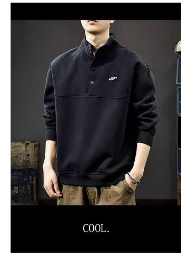 Men's Trendy Embroidered Stand-up Collar Hoodie Jacket, Loose Fit, Spring/Autumn Casual Sportswear.