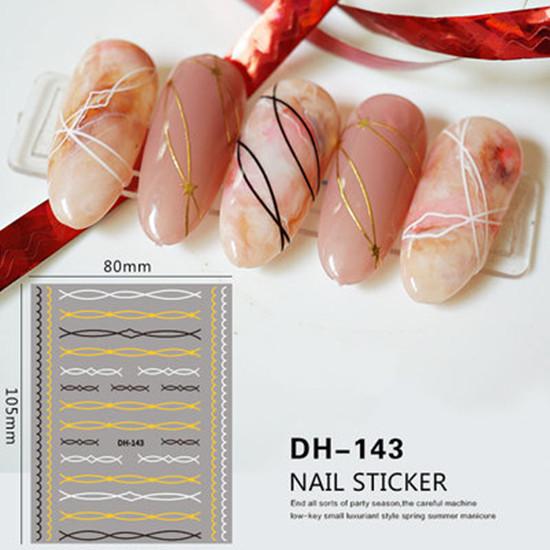 Abstract Line DIY Nail Stickers for Women Girls Nail Art Decorations Rose Gold Spring 3D Sliders for Manicure Nail Polish Decals