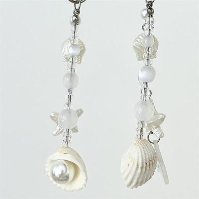 Catena Portachiavi Cordoncino per Telefono Cellulare Ccd Camera con Stella Marina Conchiglia Perla Stile Dolce Oceano Portachiavi Ciondolo Ornamenti per Borsa Regalo