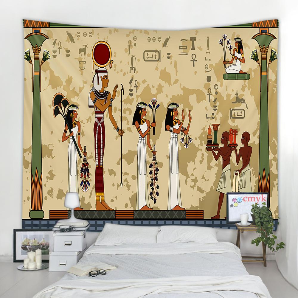 Golden Ancient Egypt Tapestry Wall Hanging Old Culture Printed Hippie Egyptian Tapestries Wall Cloth Home Decor Vintage Tapestry
