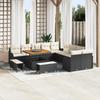 13-Piece Garden Sofa Set with Black Cushions Synthetic Rattan Acacia, 2-Seater Garden Sofa 3364265