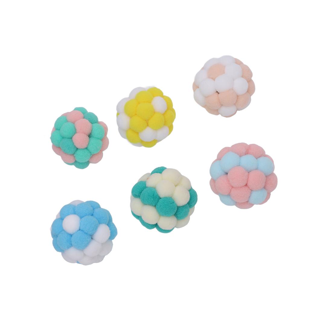 6 Stück Plüsch Katze Spielzeug Ball mit Glocke innen Weich Sicher Interaktiv Katze Kauspielzeug Ball für Kätzchen Kitty