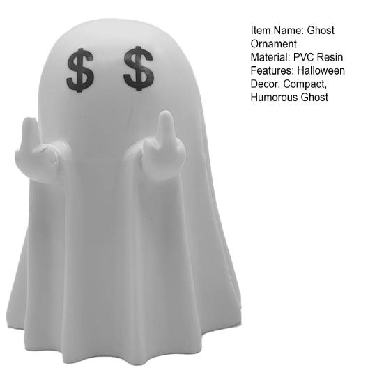 Halloween Ghost Figurine Middle Finger Ghost Ornament Resin Flip The Bird Ghost Statue for Desk Home Office Bathroom