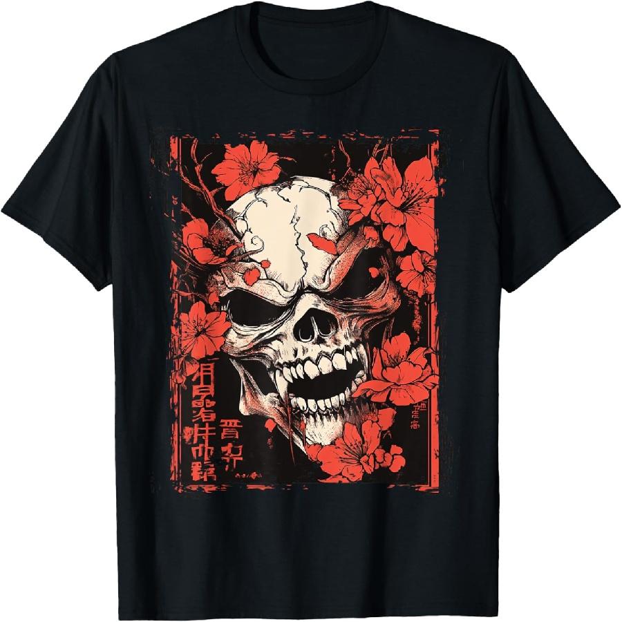 

Demon Face Skull Japanese Art Devil Oni Harajuku Aesthetic T-Shirt(3) XXXXXL чорний