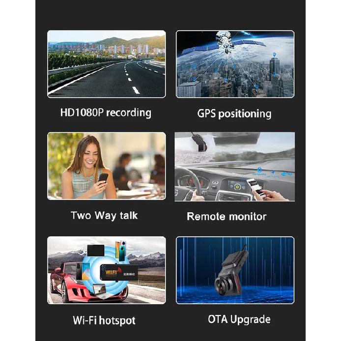 4G Hidden Dash Cam GPS Tracking Support Live Remote Monitoring With Two Camera Video Recording FHD 1080P WiFi Hotspot