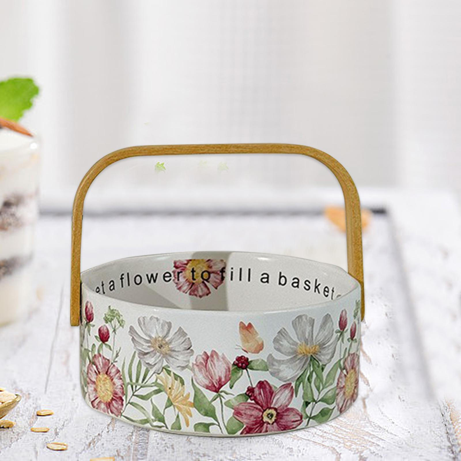 Керамическая корзина для фруктов и закусок, миска с ручкой Flower