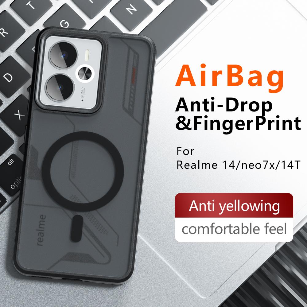 For Magsafe Magnetic Wireless Charging Case For Realme 14 14T Neo7X Realme14 Realme14T Shockproof Matte Back Cover Coque
