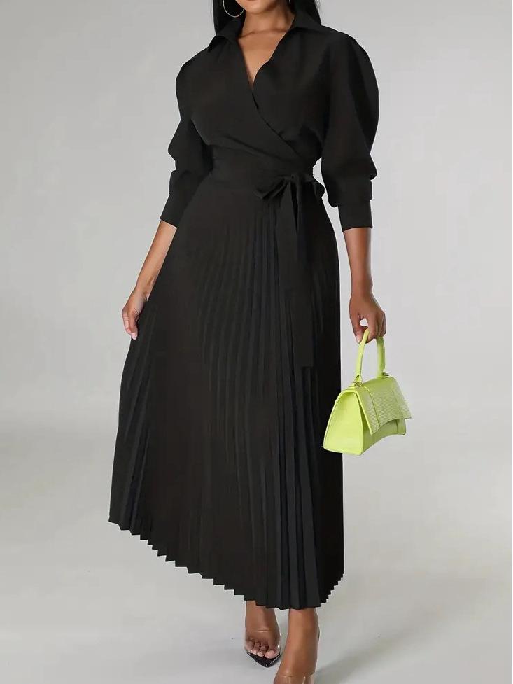 2025 Autumn Bestseller: Elegant V-Neck Long-Sleeve Pleated Waist-Cinching Women's Coat