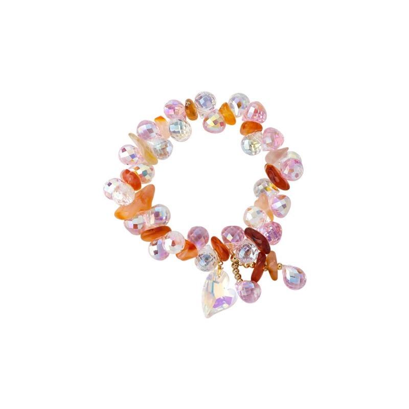 Elegant Synthetic Crystal Bracelet with Heart Pendant, Sparkling Luxury Design, Non-plated Artificial Crystal, Perfect for Daily and Party Wear.
