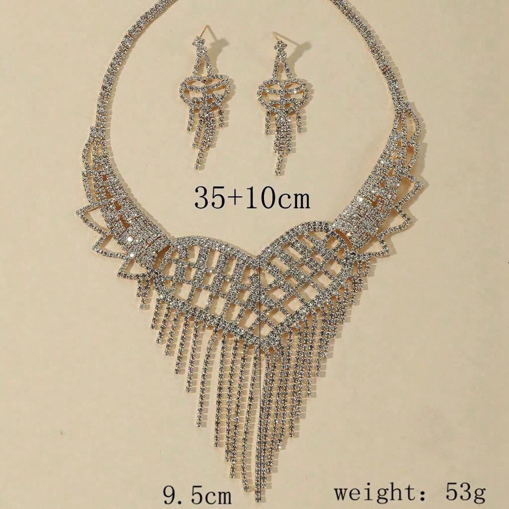 Metal Claw Chain Rhinestone Wedding Necklace Bridal Necklace Earrings Jewelry Banquet Necklace Jewelry