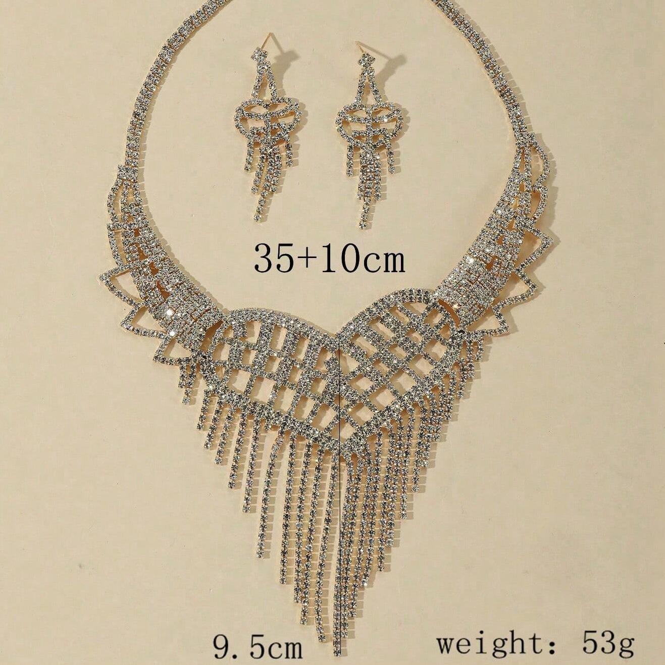 

Металлическая цепочка с когтями и стразами Свадебное ожерелье Свадебное ожерелье Серьги Ювелирные изделия Банкетное ожерелье Ювелирные изделия золотой
