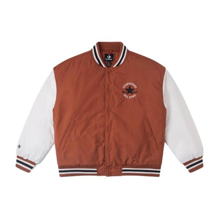 Converse Padded Baseball Jacket Asia Sizing White Brown Men s 10025261-A02 XL