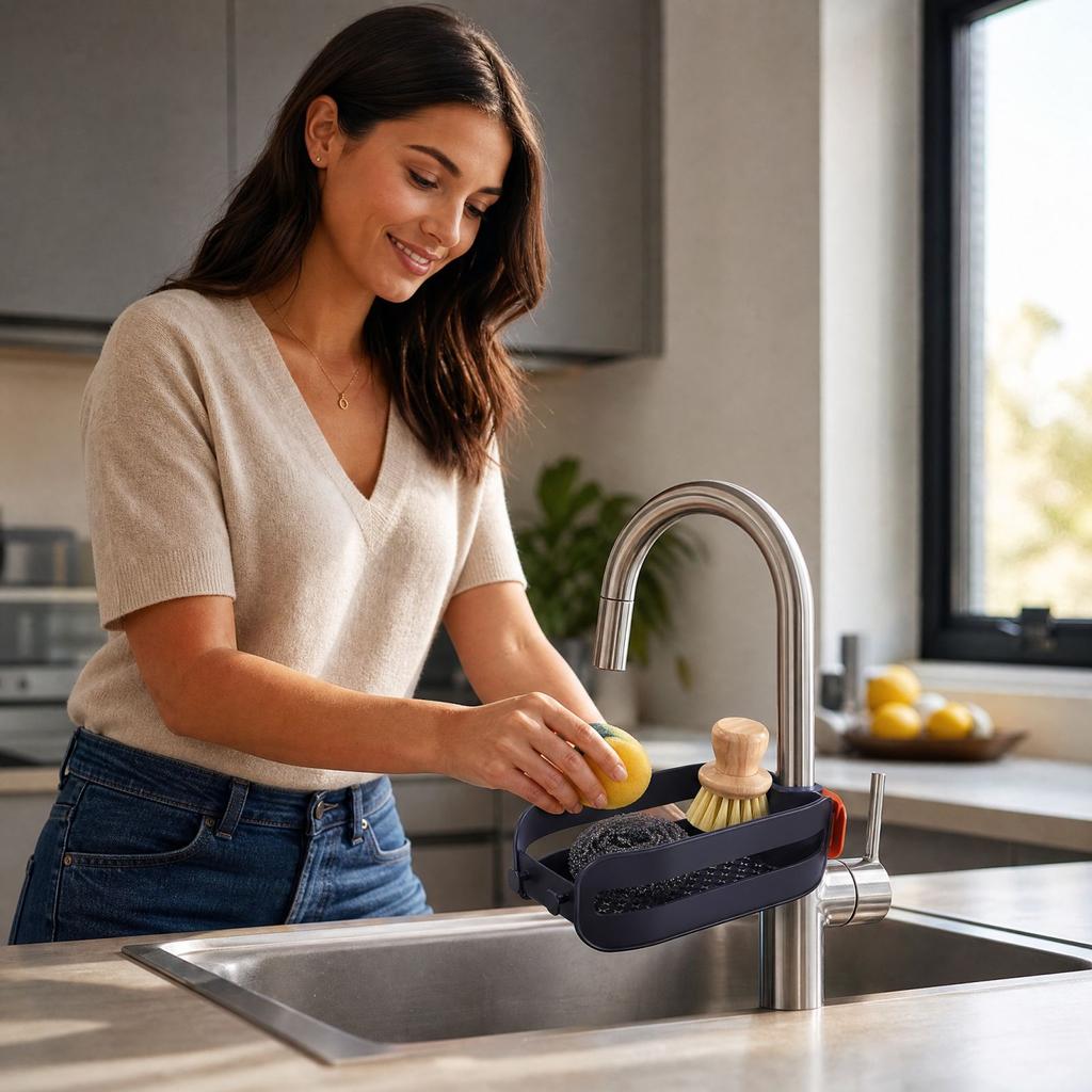Faucet for Kitchen Sink Clip- No Drill Bathroom Storage Caddy