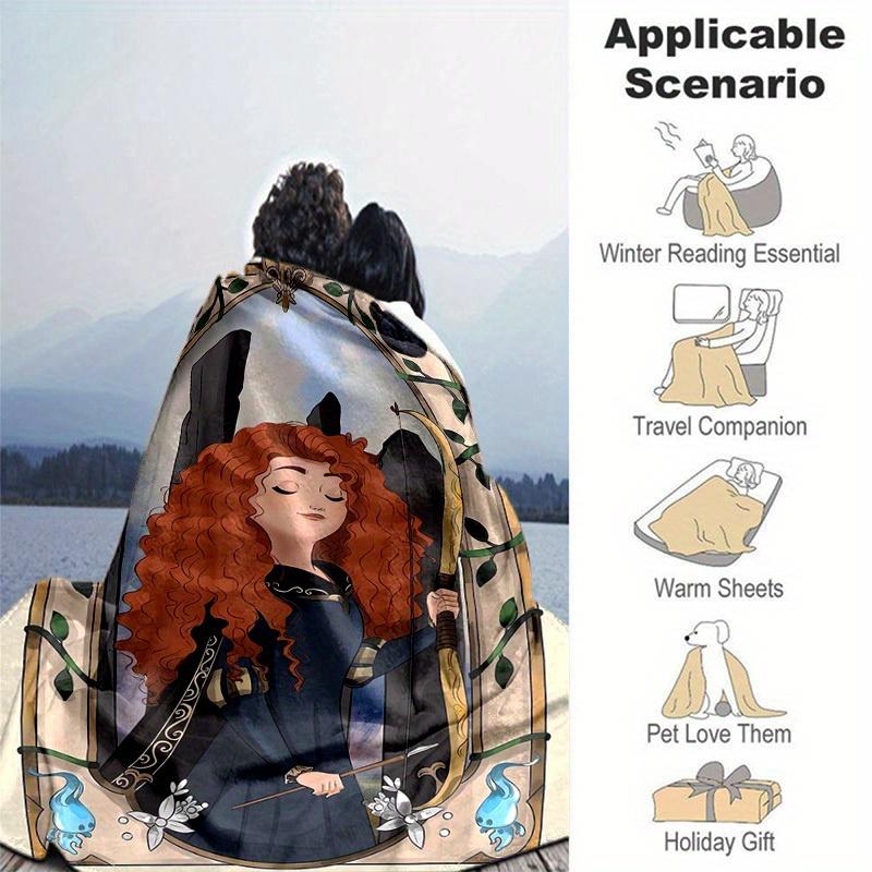 1pc, Merida Inspired Home Decor Blanket Perfect for Couch, Bed, Travel, Camping, Car, Beach, Office Nap Soft Flannel Throw with Fantasy