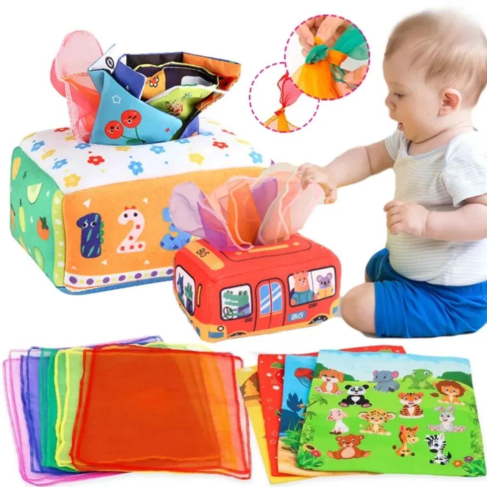 

Baby Montessori Boxes Baby Toys Infant Pull Along Magic Tissue Box Montessori Toy 6-12 Months Development Sensory Toys Baby Game