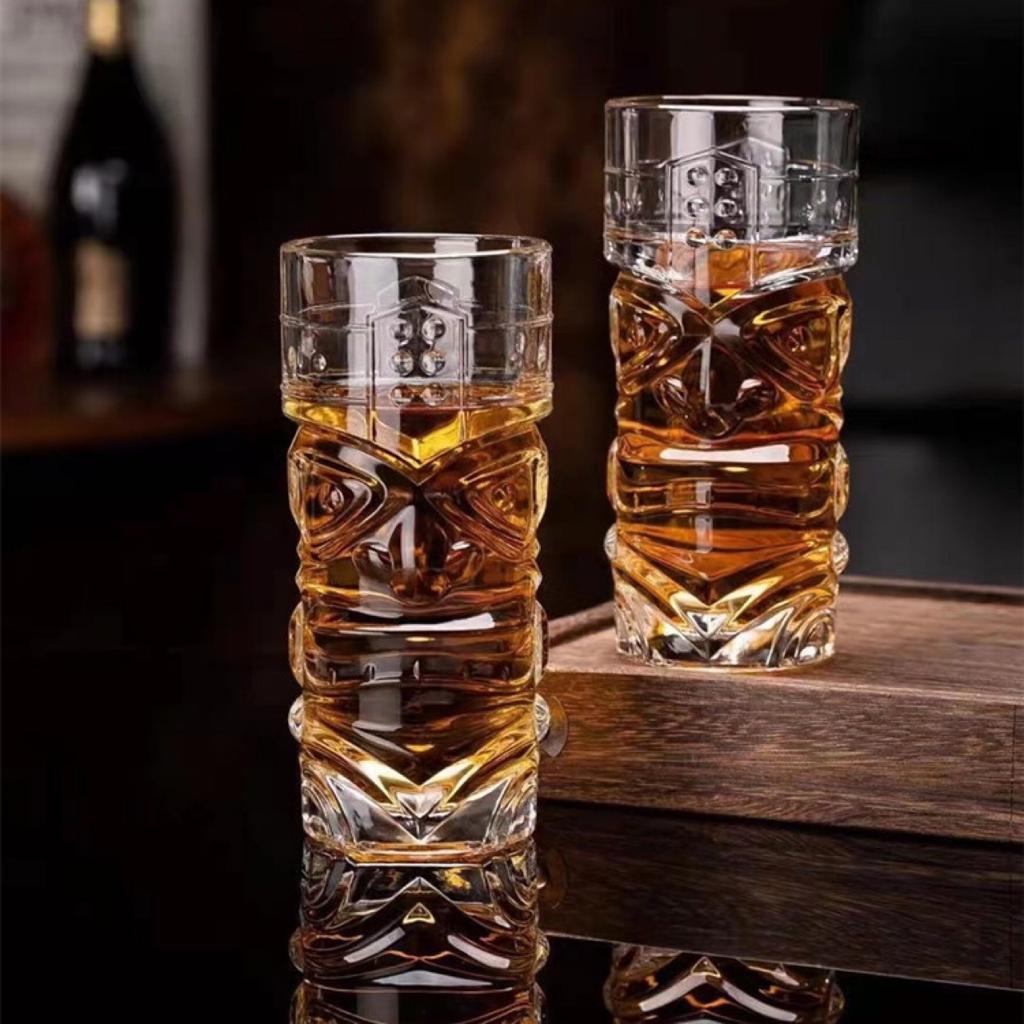 Crystal Glass Large Bar Tiki Cup Tiki Cup Hawaii Cocktail Cup Ghost Face Cup High Beauty Creation Water Cup
