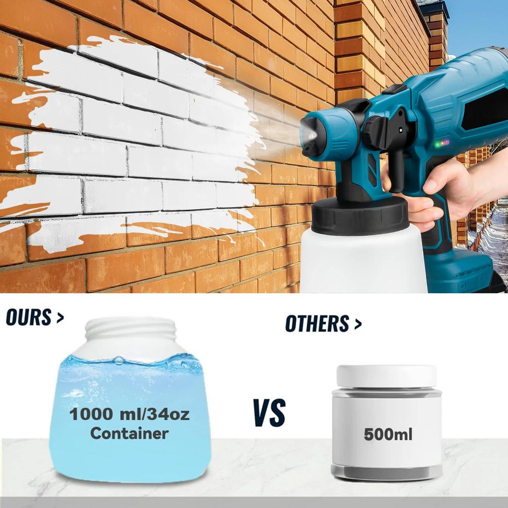 1000ML Electric Spray Gun High Power Cordless Paint Sprayer HVLP Auto Furniture Steel Coating Airbrush For Makita18V Battery pin
