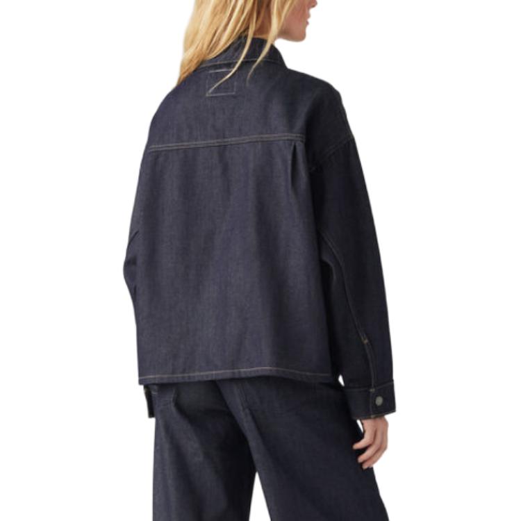 Levis FW24 Wellthread Series Pleated Detail Loose Comfortable Denim Jacket Women Jacket Deep-Indigo A9186-0000