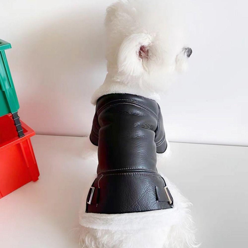 Warm Pet Autumn Warm Jacket Soft Dog PU Cotton Jacket Puppy Cool PU Coat  Autumn