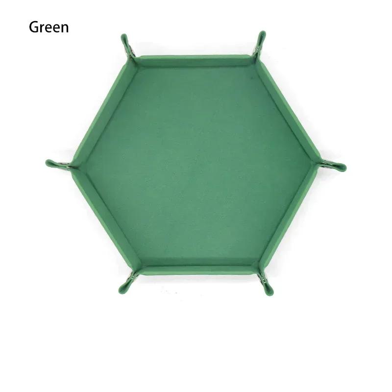 1pc Rolling Folding Hexagon Dice Game Storage Tray Holder Double Sided Thick PU Leather&Velvet Dice Mat Office Supplies