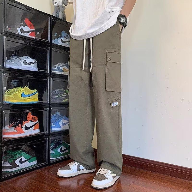 Overalls men's autumn new Hong Kong style ins trendy brand multi-pocket casual pants fashionable handsome loose straight trousers