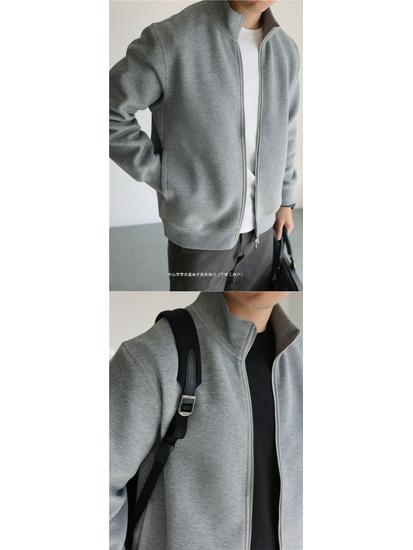 Herren Trendiges Sweatshirt mit Stehkragen und Reißverschluss im japanischen Stil: Knitterfest, Langärmelig, Lässige Business-Sportjacke für den Frühling