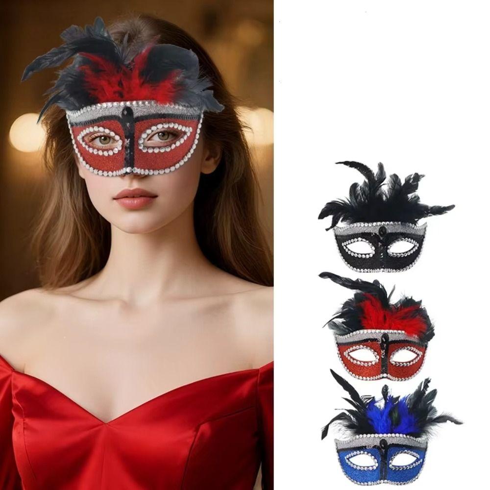 Half Face Phoenix Tail Feather Mask Cosplay Feather Mask Halloween Masquerade Mask Npc Play Props