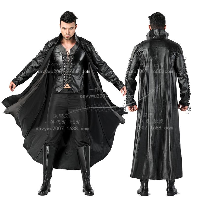 

10 000 Хэллоуин Мужской Кожаный Плащ Матрица Вампир Мускулистый Мужчина Вечеринка Открытие Костюм one size fits all