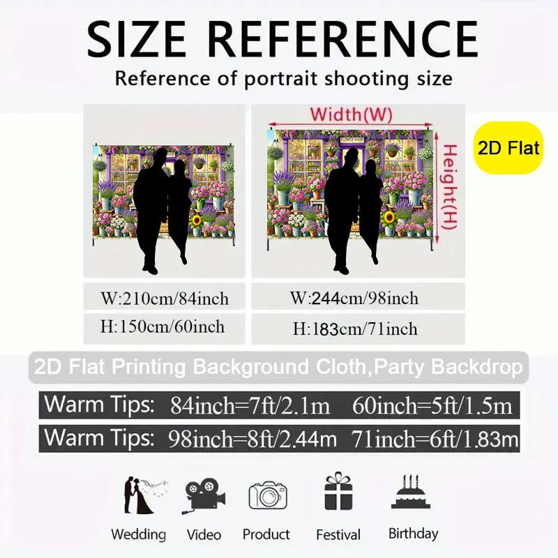 2D Plane 1 Piece Flower Shop 2D Background Cloth for Party Indoor and Outdoor Holiday Party Birthday Decoration Items