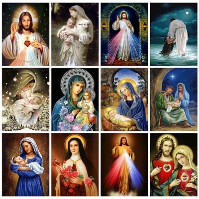 Pictură cu diamant Religie Cusatura de cruce Broderie cu diamant Mozaic Iisus Full Drill Decorare pentru acasă Cadou manual