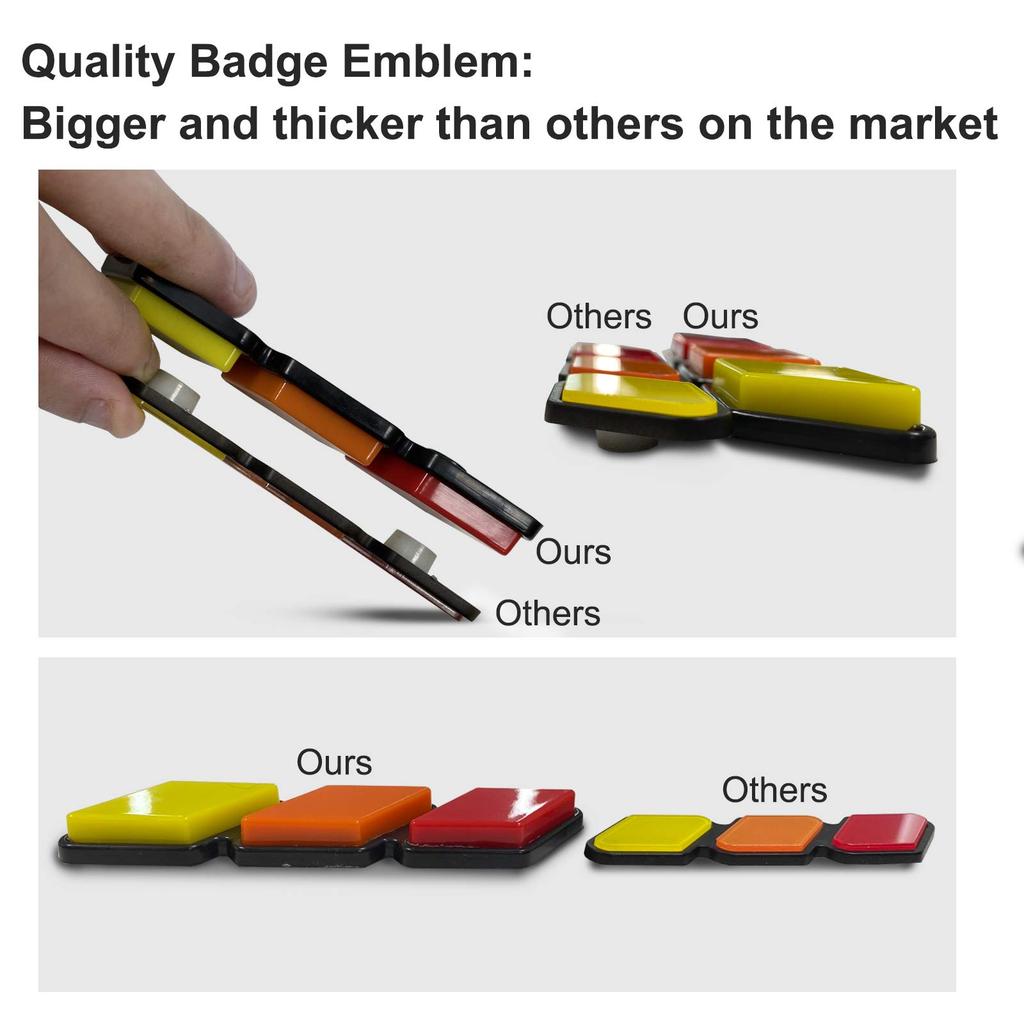 Q QUNSUNUS 3 Color Front Grille Badge Emblem Tacoma 4Runner Tundra Sequoia Rav4 Highlander Yellow/Orange/Red