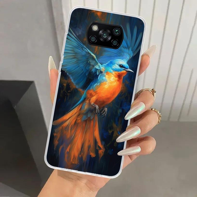 Animal Oil Painting Bird Phone Case for Xiaomi Poco X5 X6 X7 Pro F7 Ultra M7 Redmi 15 15C 13 13C 12 12C 10 10A 10C 9 9A 9C 9T Sh