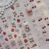 Sweet Strawberry Bow Nail Art Stickers 5D Gold Silver Strawberry Cherry Metal Nail Stickers DIY Nails Decoration Decals