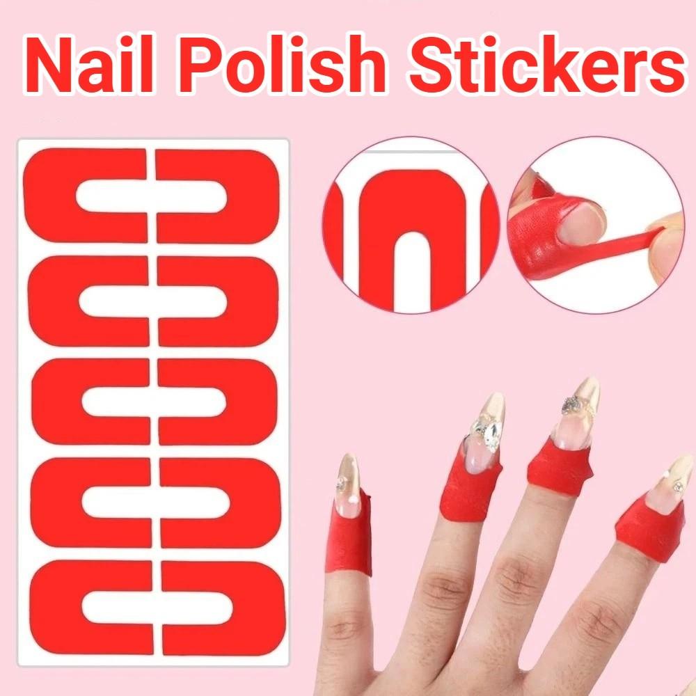 100Pcs U-Shape Nail Polish Stickers Reusable Anti-Overflow Tape Nail Art Tools