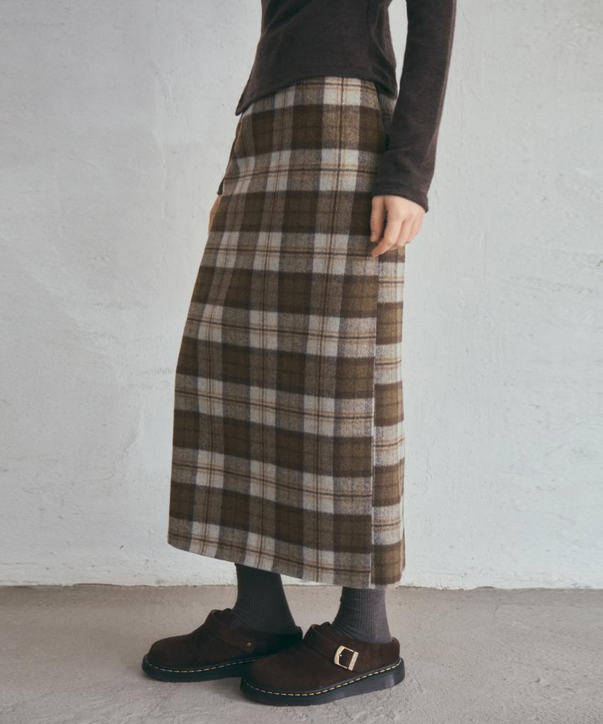 Aueonoseuteljia Wool Pencil Check Skirt_Beige(O25-Sk16)