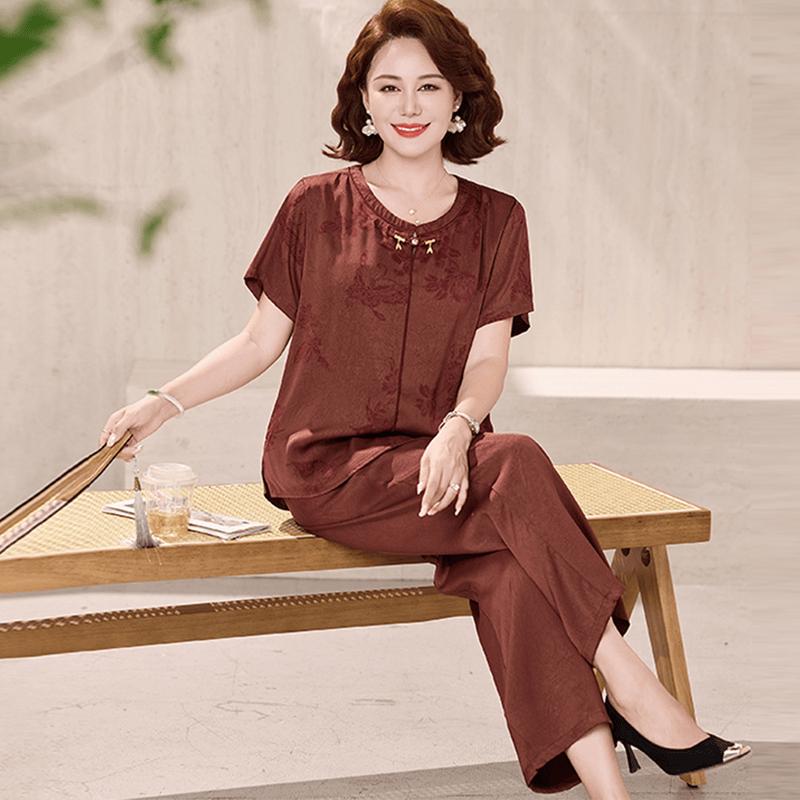 Women's New Chinese Style Embroidered Loose Summer Suit Set