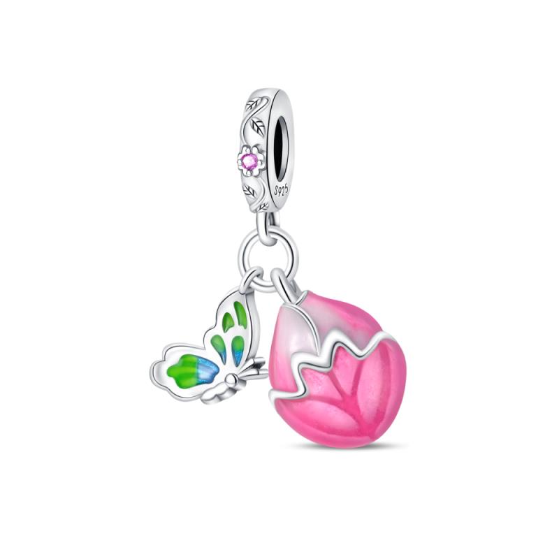 Copper Art Flower Shiny Zircon Series Charms Spacer Beads Suitable For Pan Original Bracelet Diy Party Jewelry