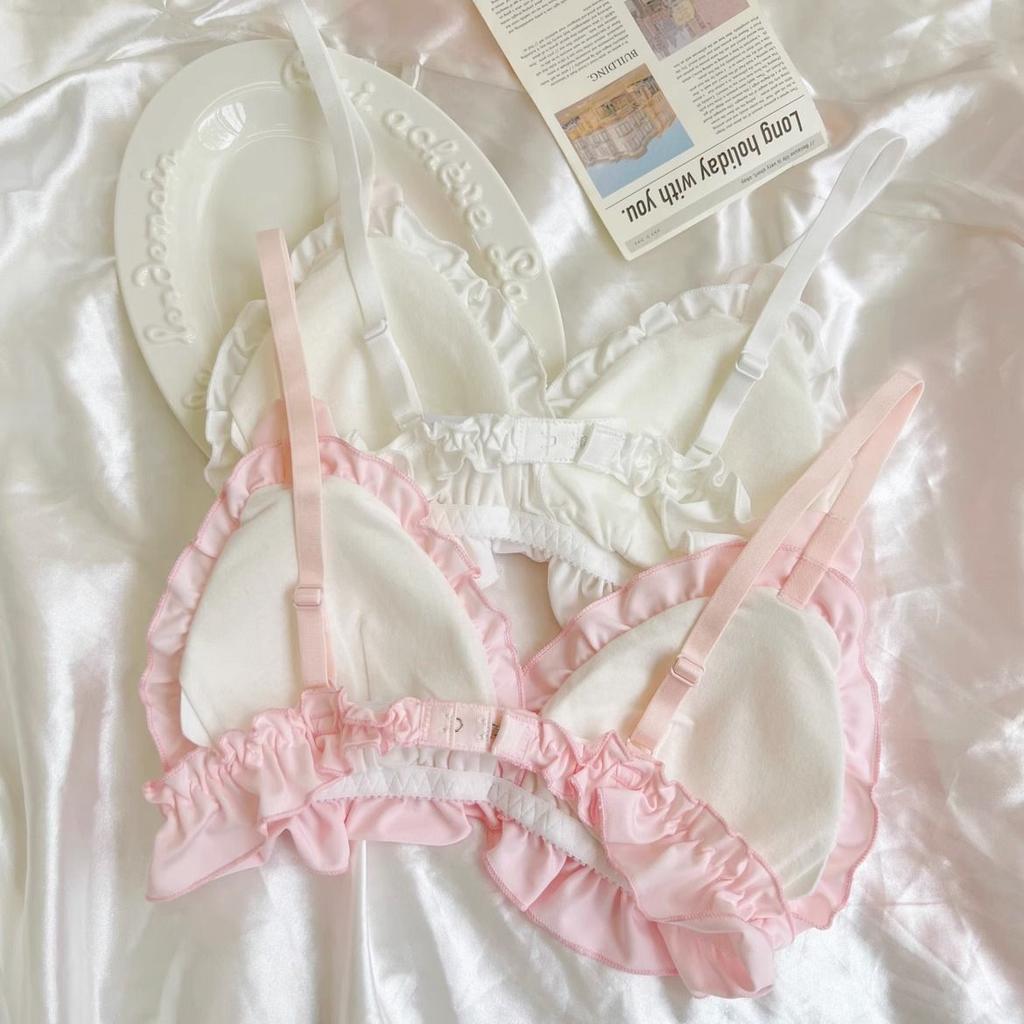 Girls Bras Pink Cute Heart Deep V Push Up Bras For Women Backless Sling Tops Female Lingerie Pad Bras