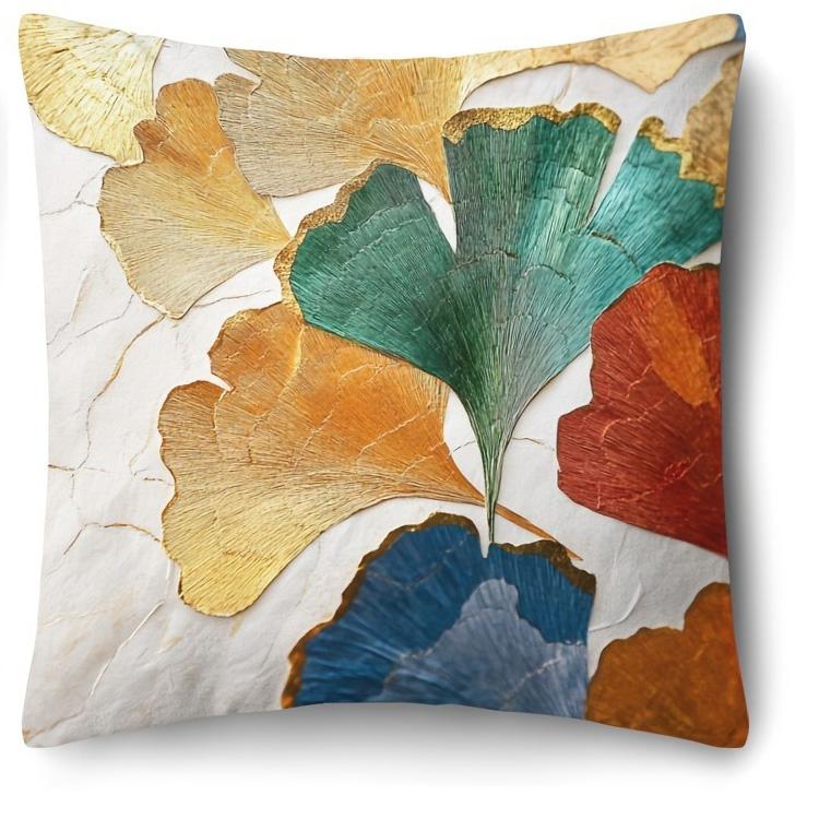 

1 шт. Наволочка с листьями гинкго для дома, гостиной, спальни, дивана, офиса, декоративная наволочка, мягкие пледовые подушки 45x45 см 16x16Inch