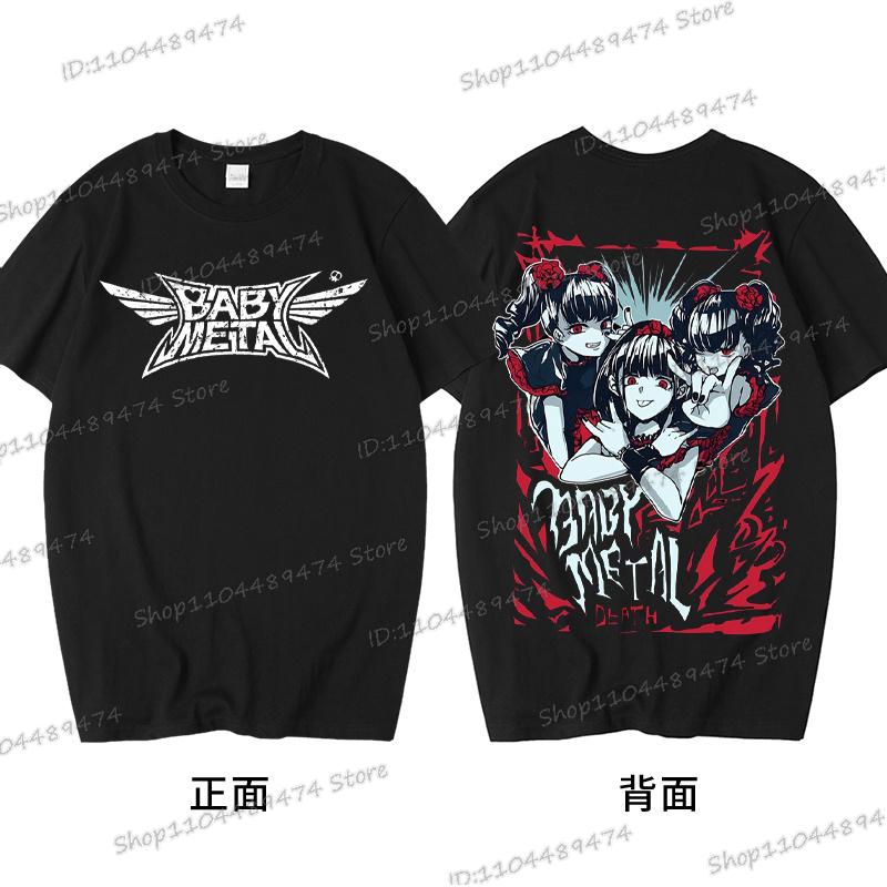 Men Japanese Band Babymetal Shirt Short Sleeve Cotton Casual Print Streetwear Hip Hop Round Neck Rock Roll Singer T-shirts