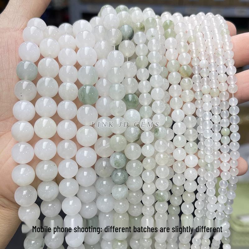 8/10mm Natural Tianshan Jade Old Shape Beads - Ice Jade Stone Apple Beads for DIY Jewelry