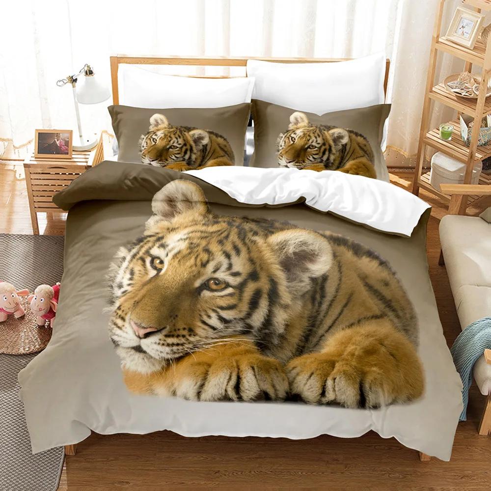 Lion Tiger 3D Bedding Set Adults 200X200 Duvet Cover Sets KidsTwin Full Queen King Home Textile Housse De Couette Bedclothes