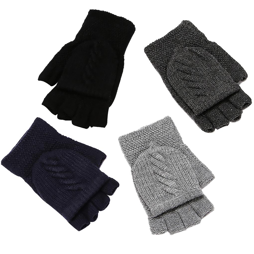 1 Pair Knitted Top Cycling Gloves Adjustable Half Finger Full Finger Winter Outdoor Hiking Warm Cotton Mittens