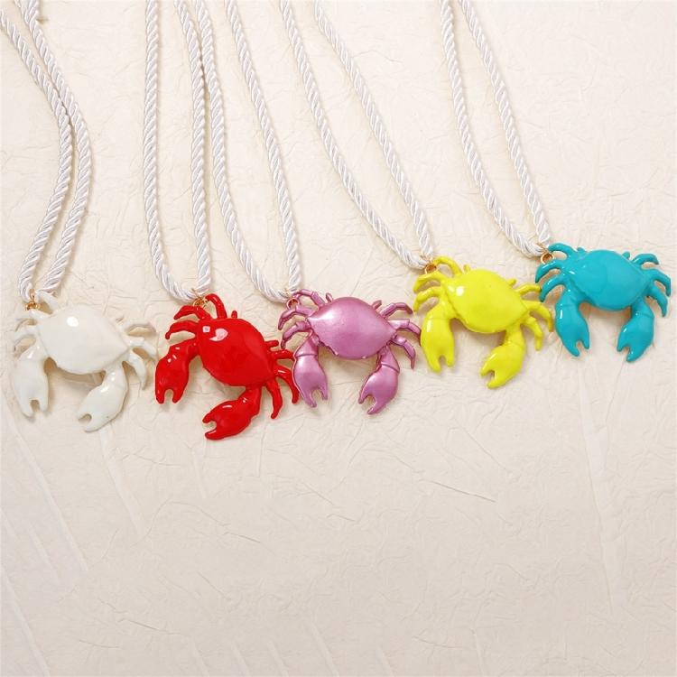Stylish Crab Shaped Pendant Necklace Versatile Colors Trendy Jewellery Casual Beach Neckwear For Girls