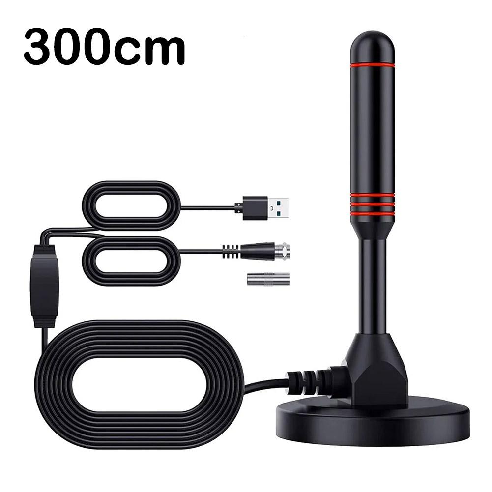Digital TV Antenna DVB/T/T2/DAB/VHF/UHF Indoor Outdoor 300-500cm Cable Suction Cup Base HDTV Receiver Aerial For Home Car Camping