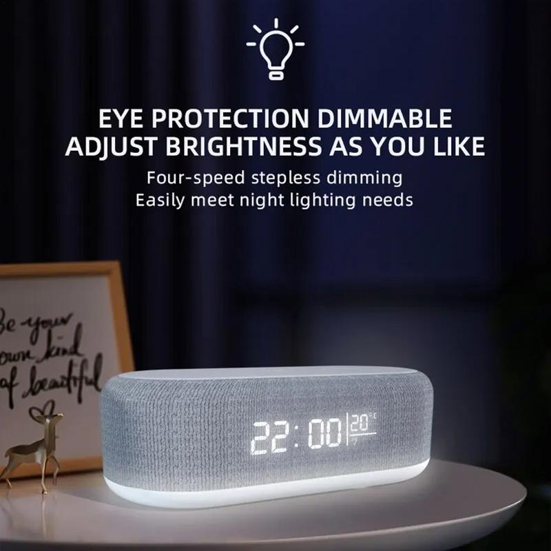 Alarm Clock With Wireless Charging Temp Display Time Management Tools With Dimming Night Light Bedside Nightstand Clock With