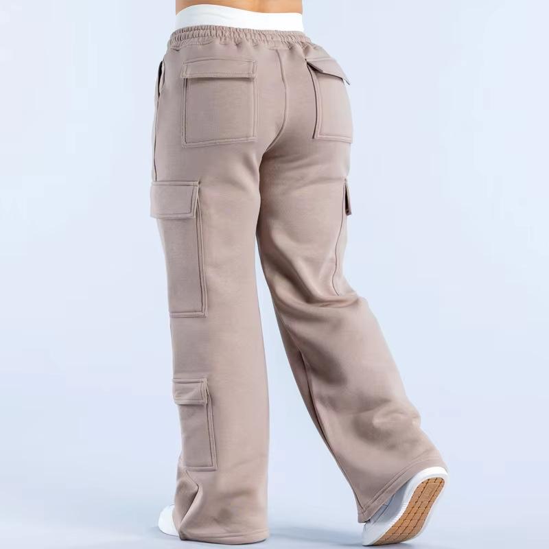 

Women s Wide Leg Cargo Pants Elastic Waistband with Large Pockets Casual Fitness Sportswear Y2k Long Pants L хакі