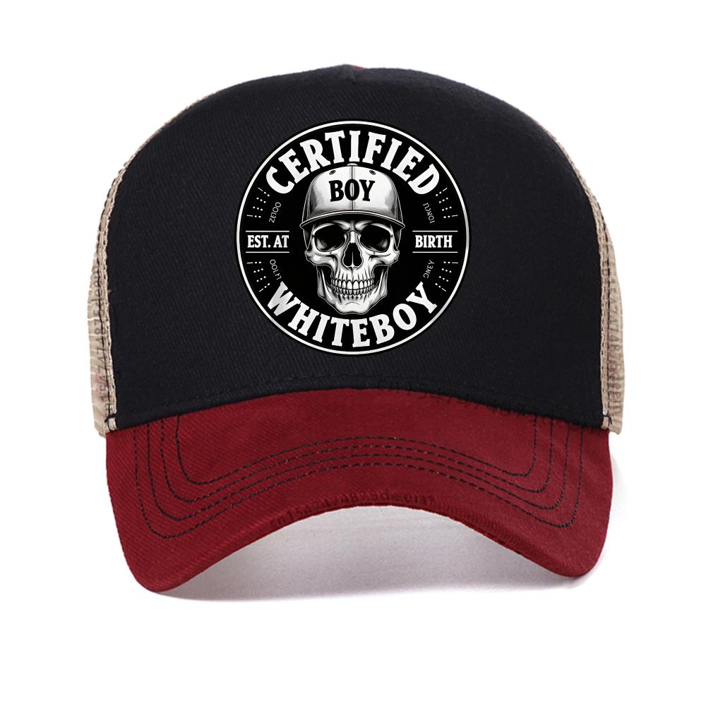 

Certified Bold Skull Whiteboy Printed baseball cap Men Women Summer mesh snapback hat Streetswear Breathable adjustable caps Adjustable красный