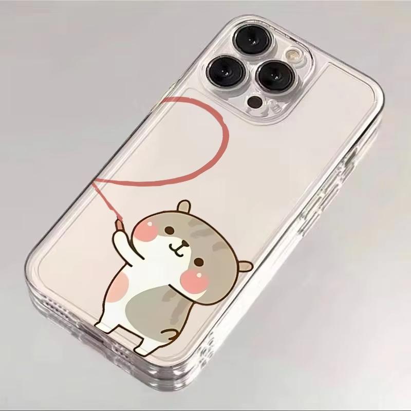 Funny Cartoon Animal Bear Couple Phone Case For iPhone 17 Pro Max 16 15 Pro 14 13 Mini 12 11 17Air 16 Plus Clear Bumper Cover