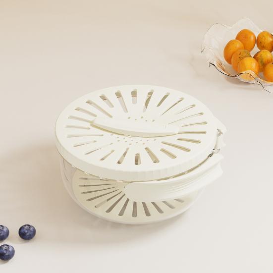 Drain Basket Multifunctional Fruit And Vegetable Strainer with Handle Covered Storage Container for Kitchen